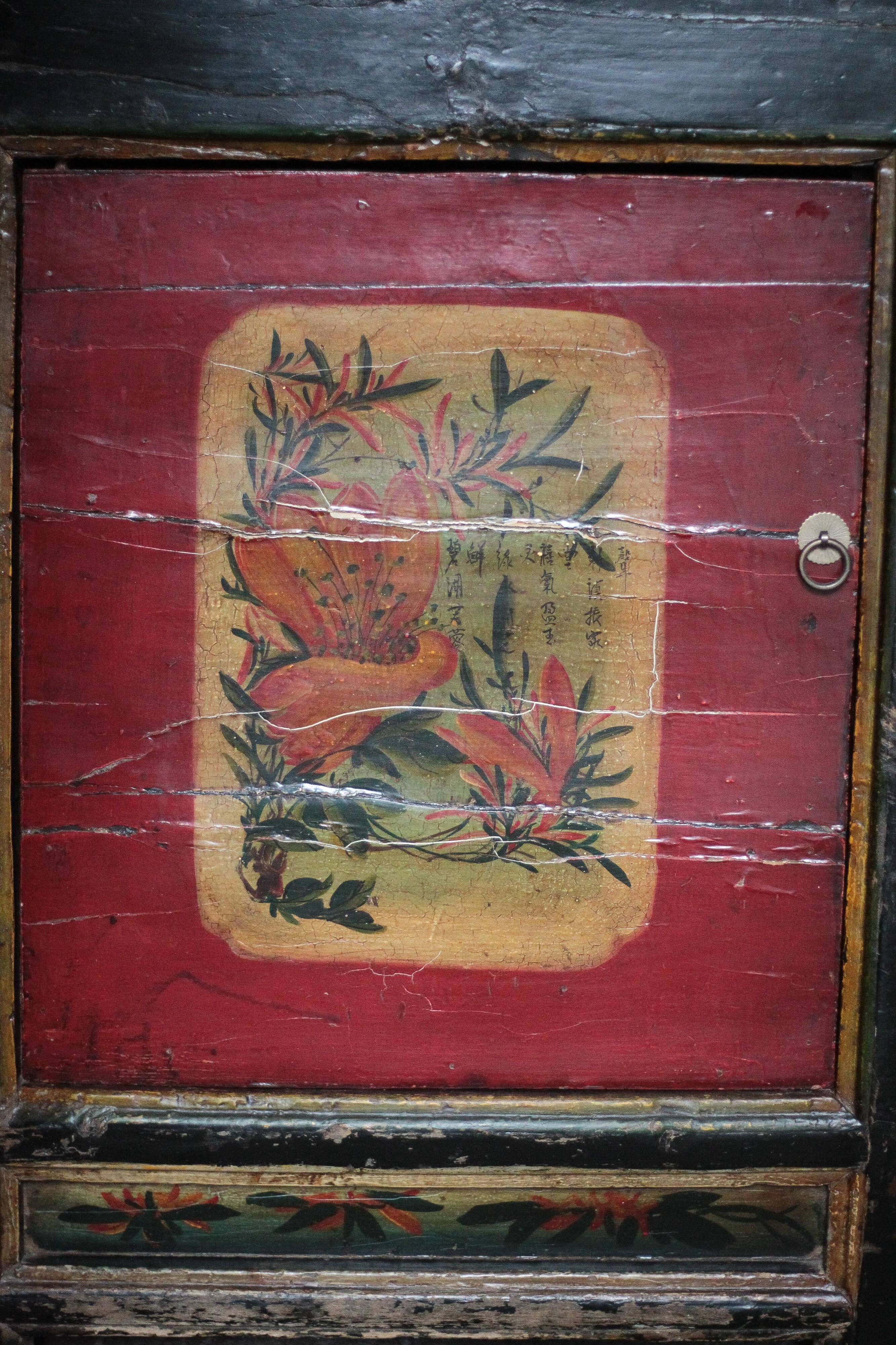 Chinese buffet from Mongolia, 2 doors, converted antique chest.