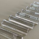 Set of 10 square glass knife holders