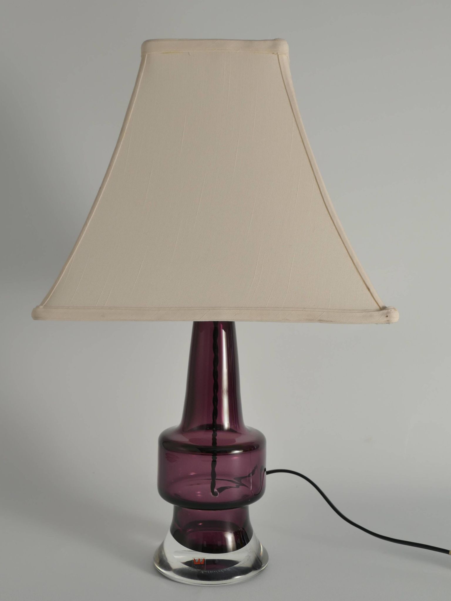 Mid-Century Modern Purple Chrystal Glass Table Lamp by Kosta 1960s