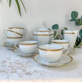 Vintage white porcelain coffee set, gilded, Epiag Czechoslovakia