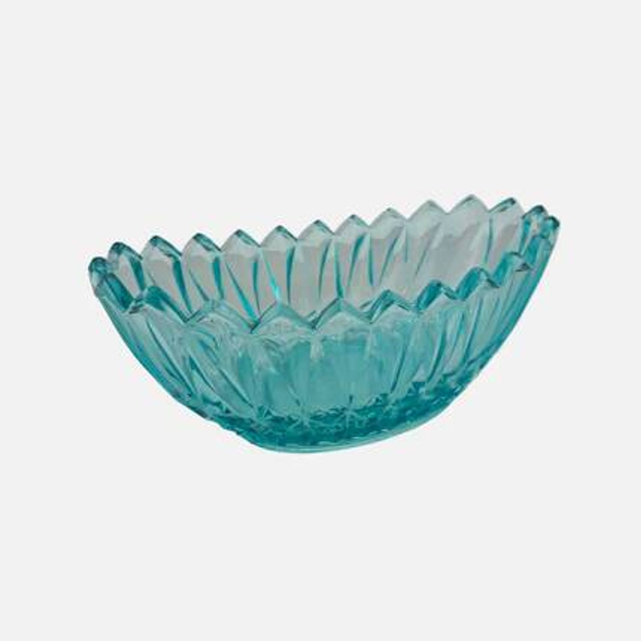 Vintage blue-green turquoise plate in cut and relief glass.