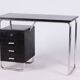 Bauhaus Writing Desk in Oak and Chromed Steel by Robert Slezák, Czech, 1930s