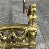 Pair of gilded bronze andirons, Louis XVI style, 20th century