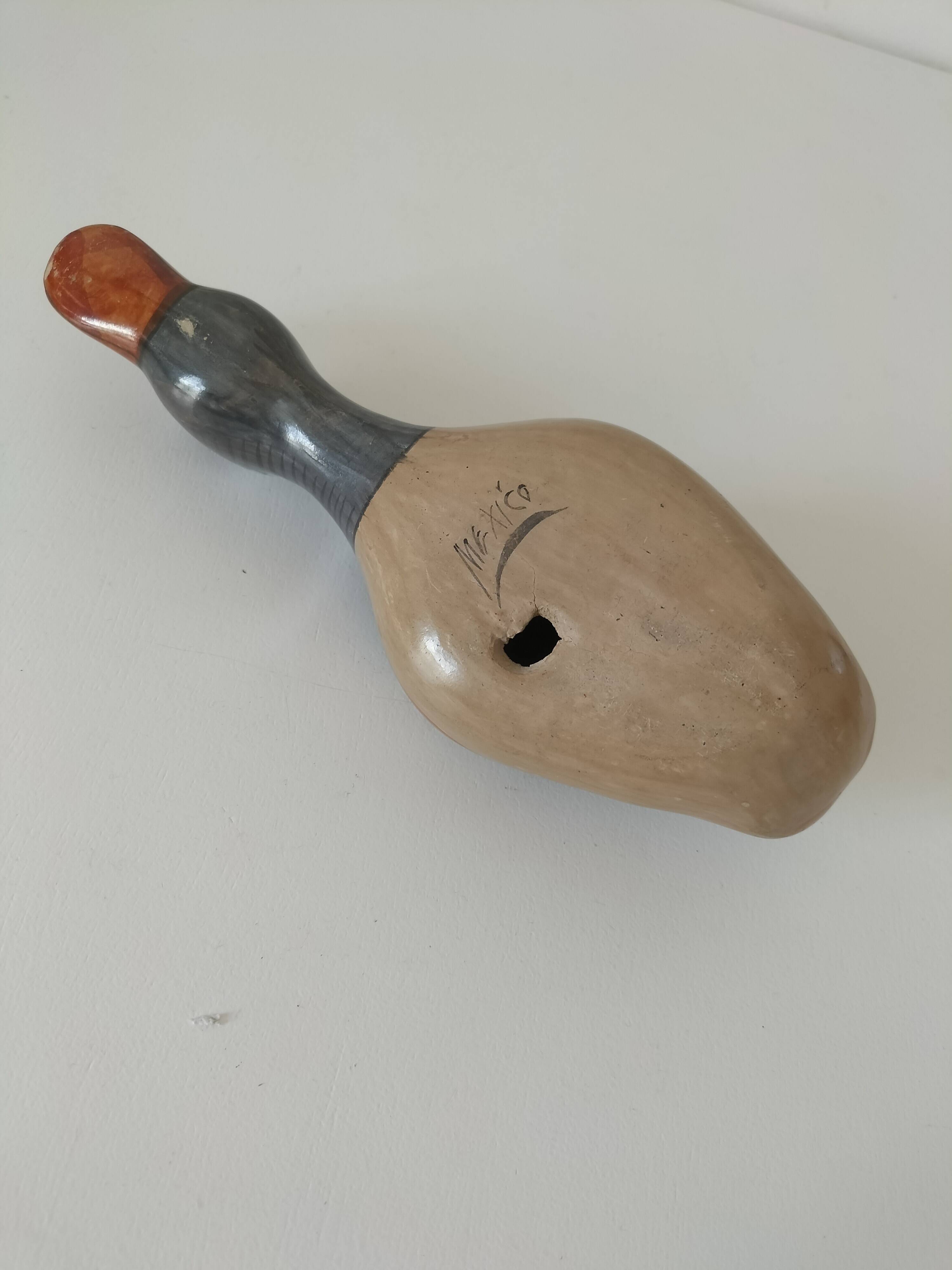 Vintage Mexican ceramic duck hand decorated