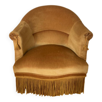 Mustard velvet toad armchair