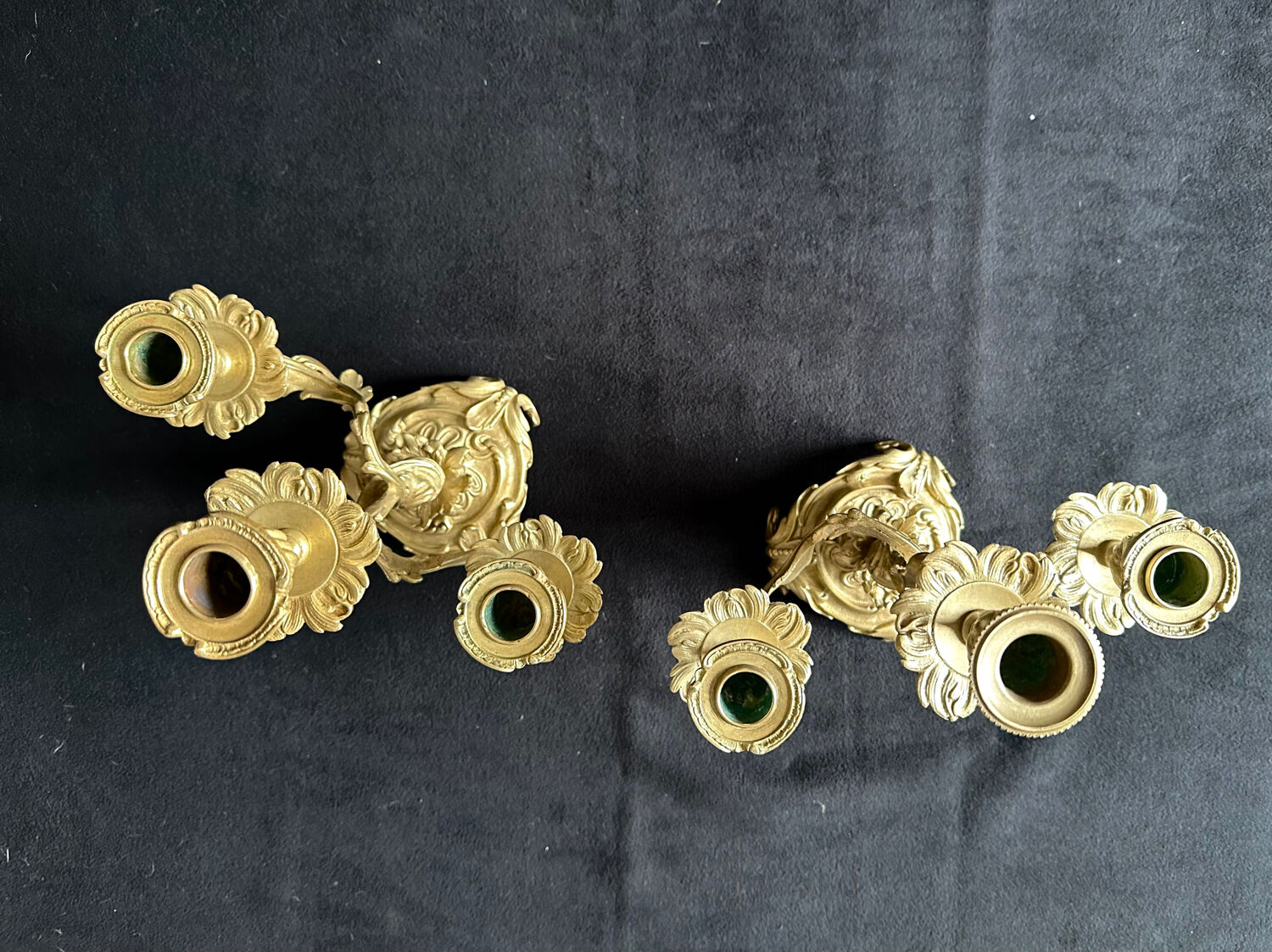 Pair of candlesticks, bronze candelabras, 19th century.