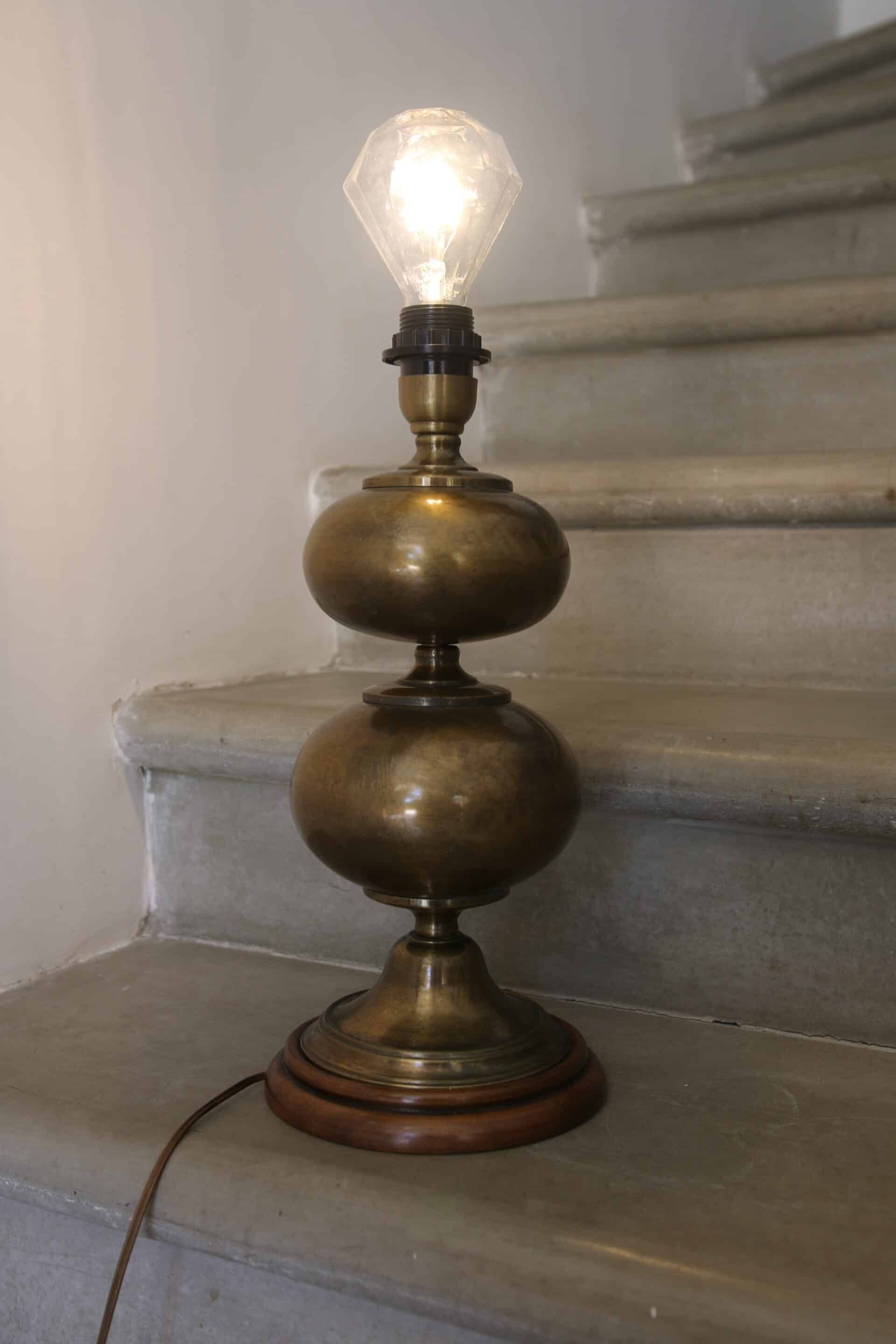 Vintage brass double globe lamp