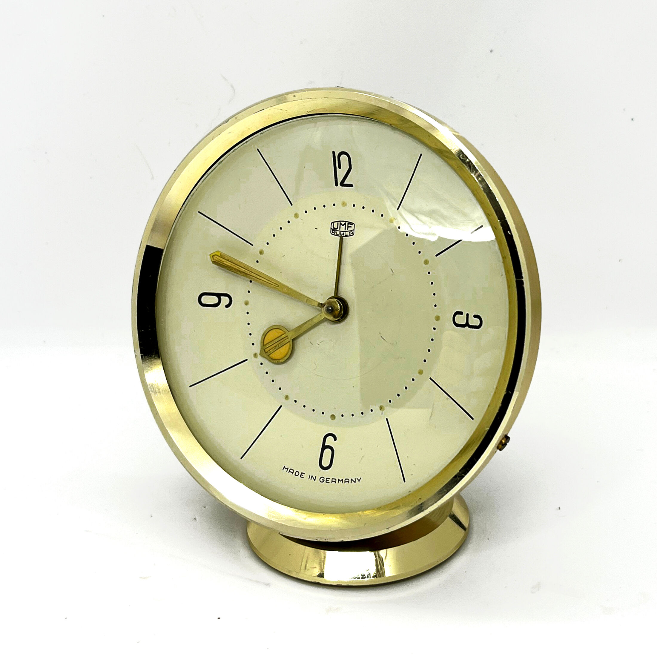 Brass alarm clock, UMF Ruhla, Germany, 1960s