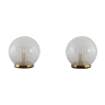 21112K Pair of Tessuto Vetri Venini table lamps with Murano glass swirl bowl shades, 1970s