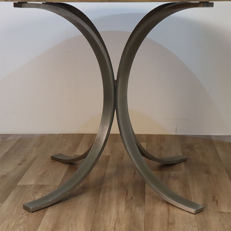 Vintage dining table in marble and steel 1970