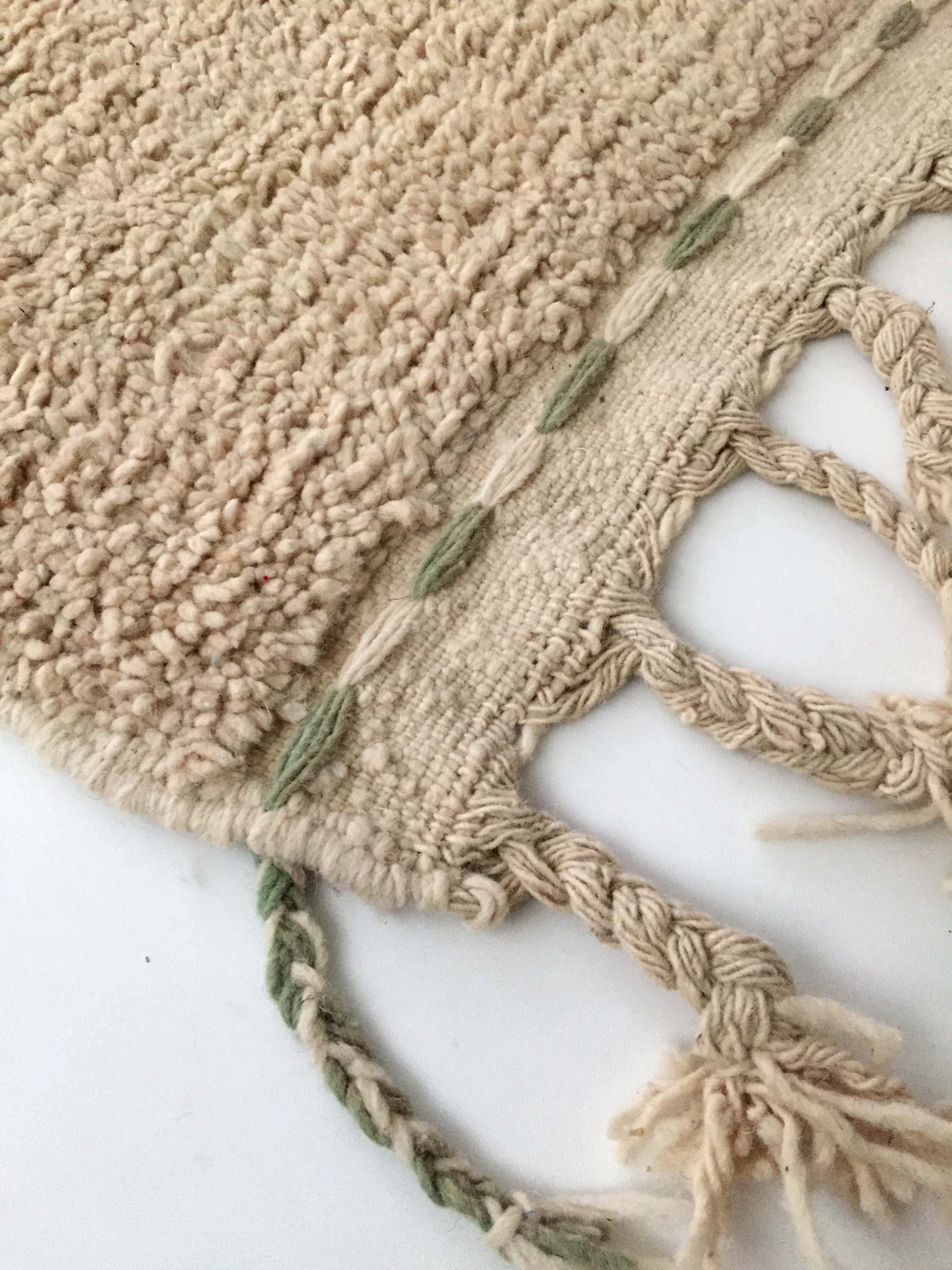 Moroccan Berber boujaad ecru carpet with colorful patterns 255x175cm