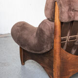 Brutalist 3-seater sofa with a super soft brown fabric, 1970’s