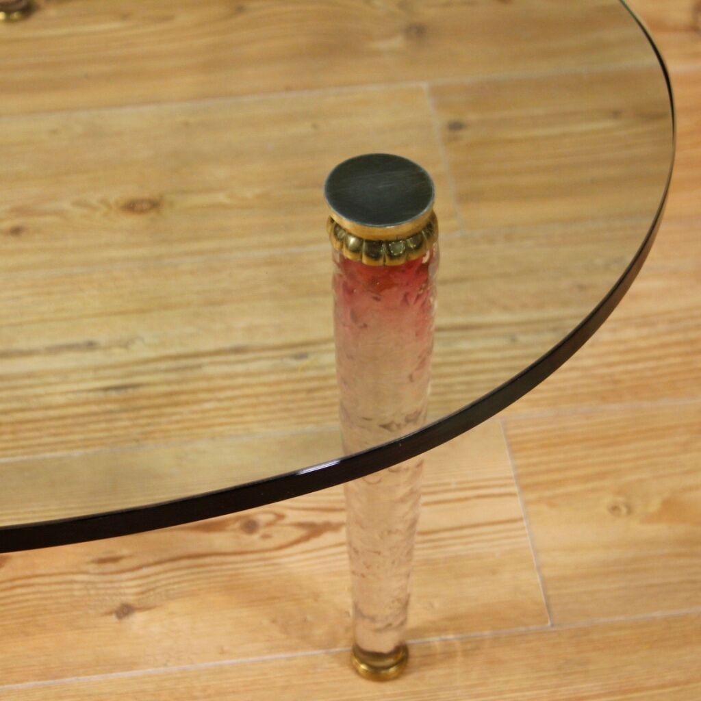 Italian design coffee table in crystal and brass