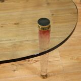 Italian design coffee table in crystal and brass