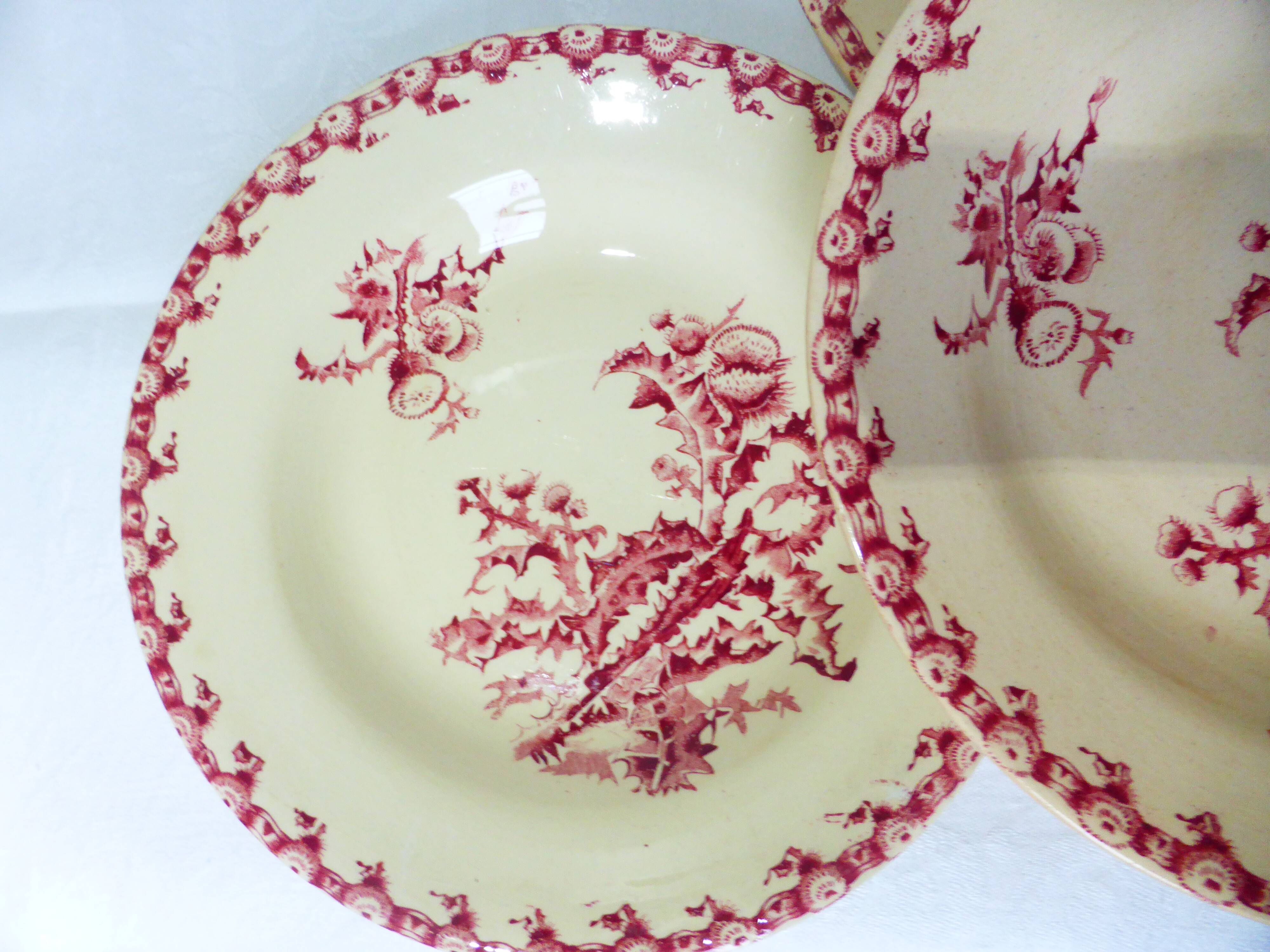 4 vintage hollow plates from gien model thistles 211256