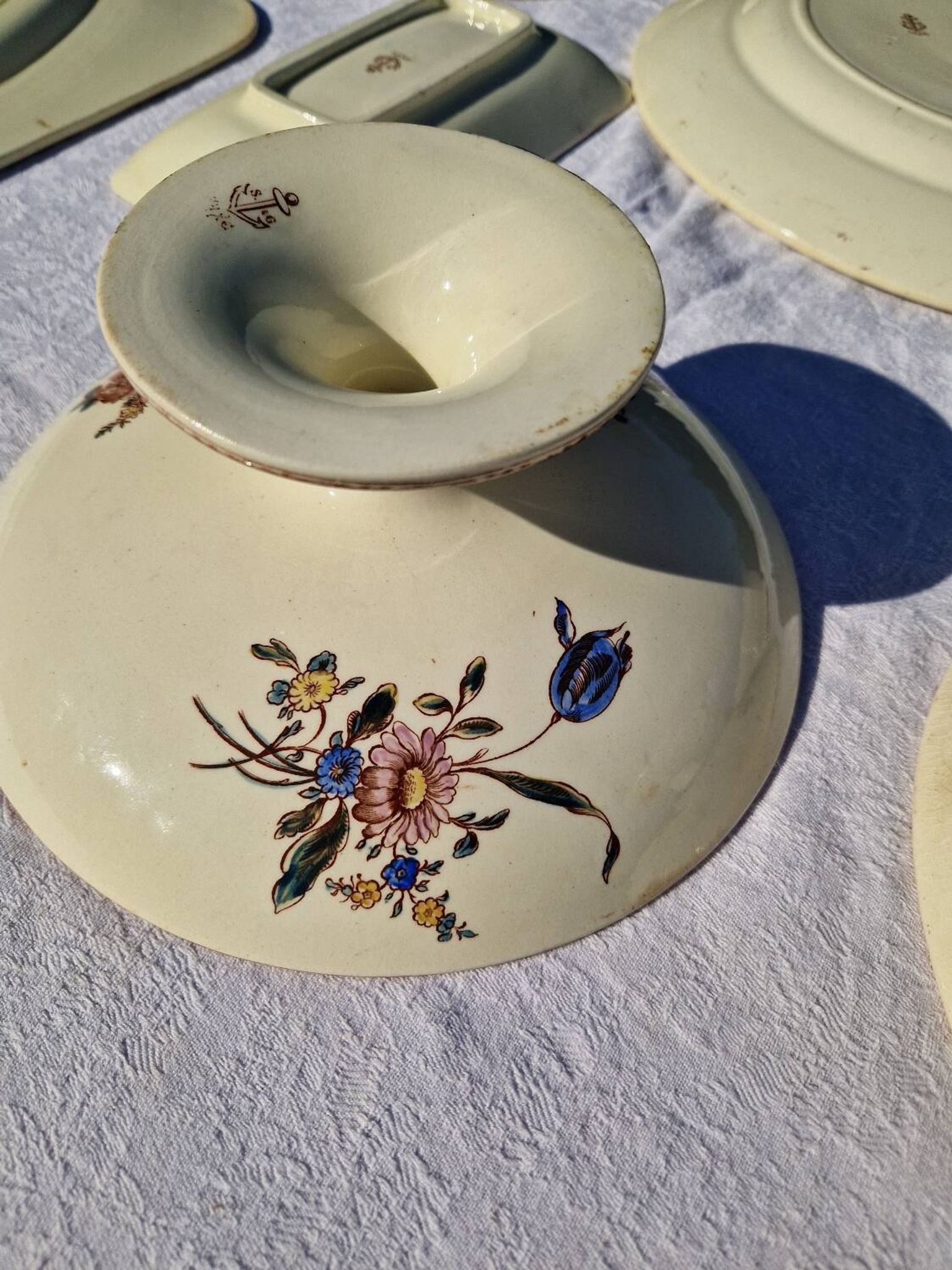 Clairefontaine earthenware plate and fruit bowl set, Saxe model