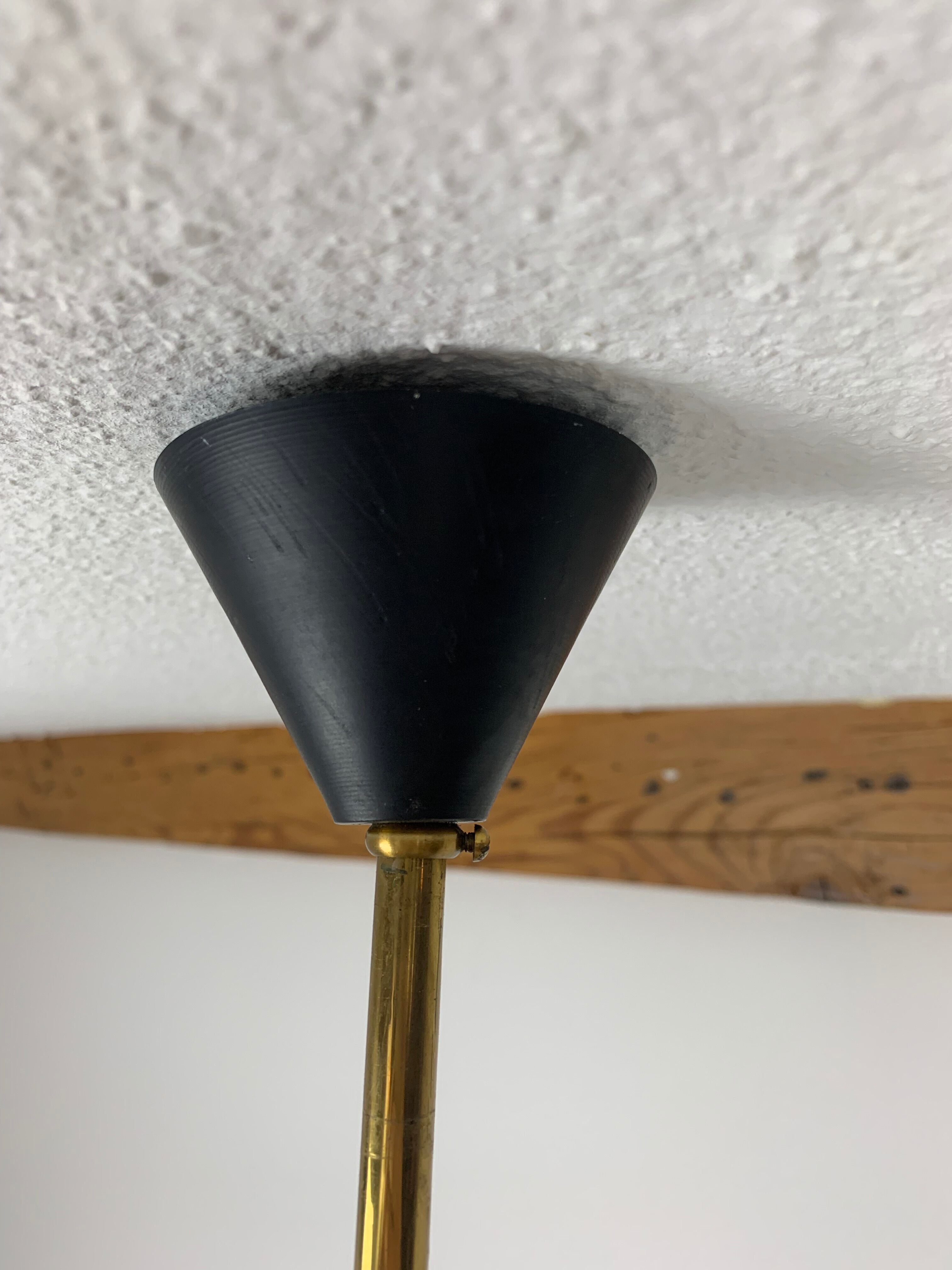 Arlus house chandelier 3 burners, opalines and brass, 50s