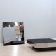 Mirrored glass low coffee table ny form 1960s