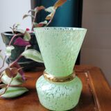 Green and gold Clichy glass vase