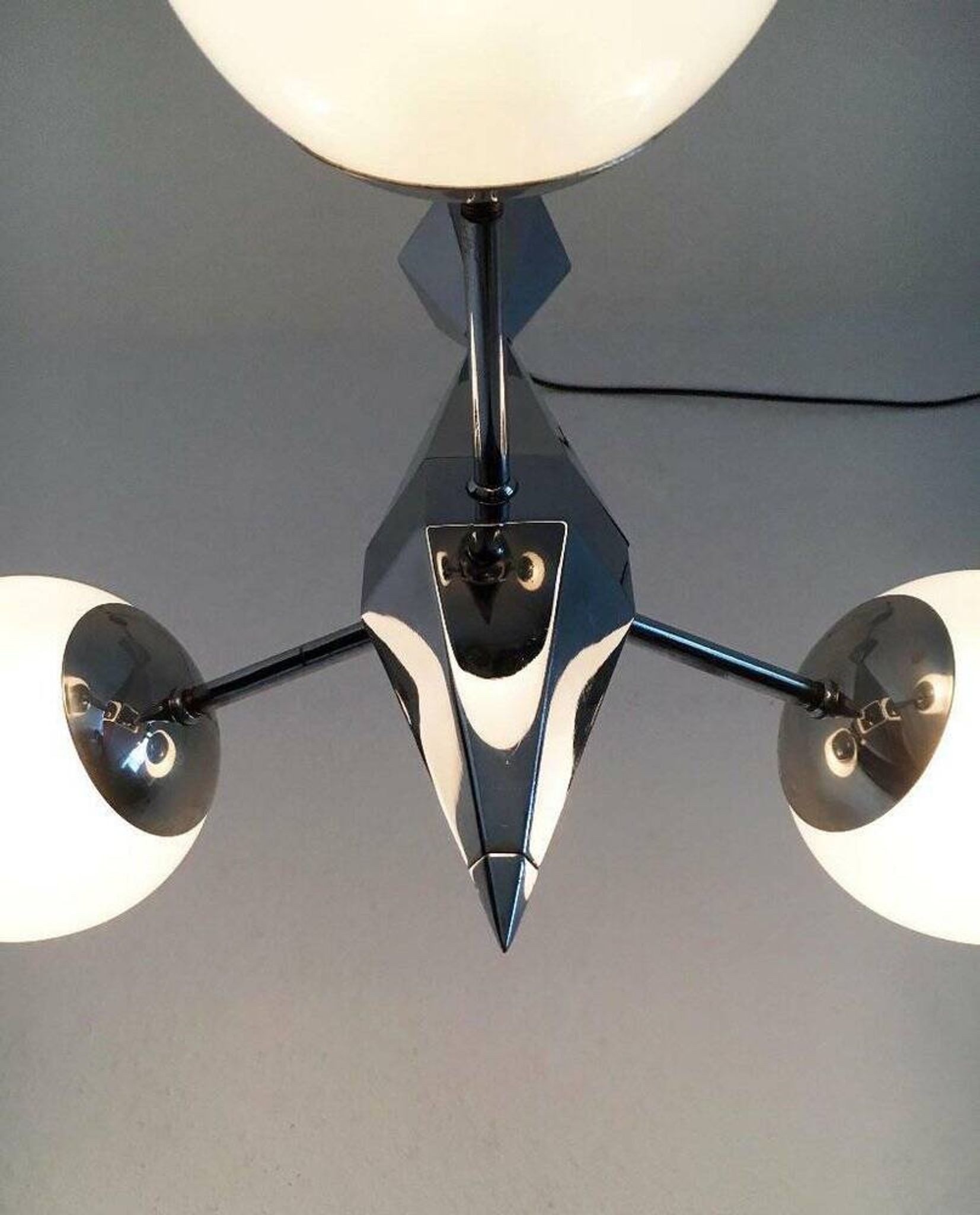Art Deco Metal and Glass Chandelier