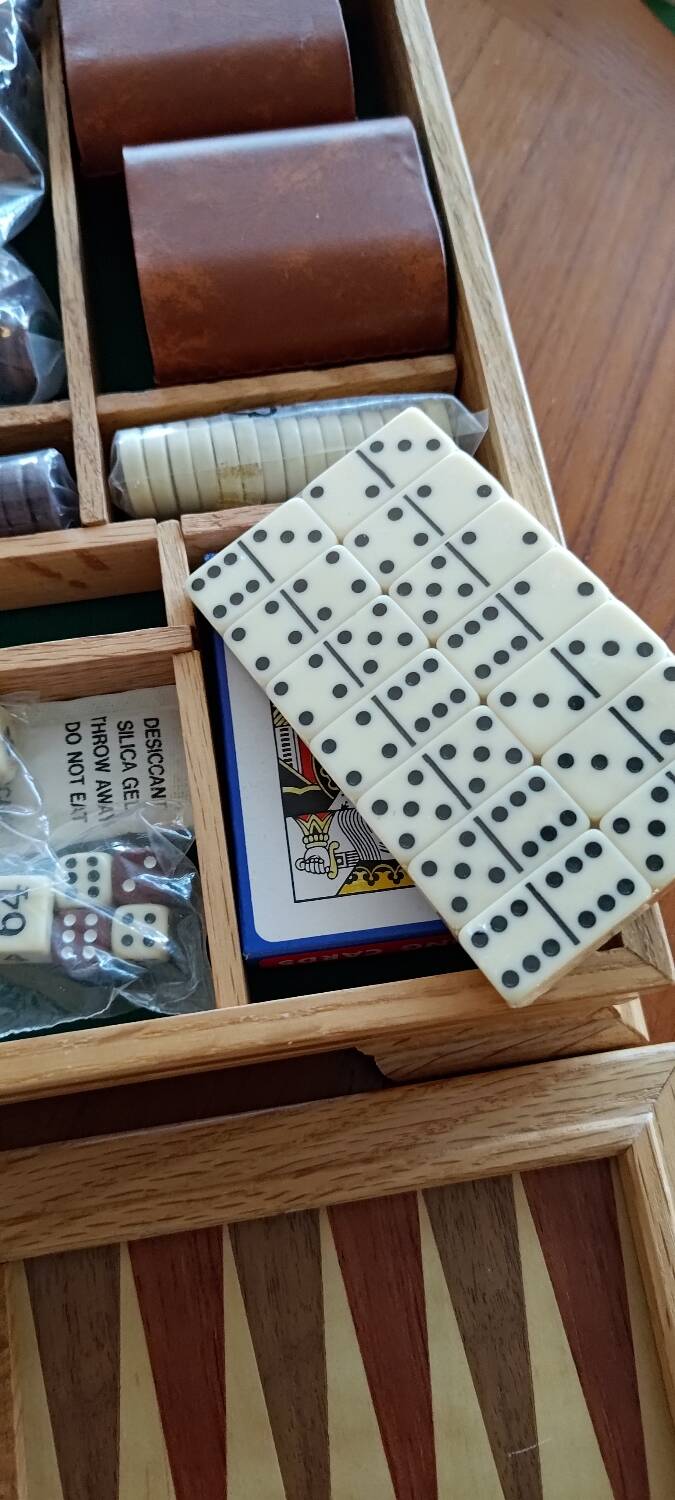 Wooden chess and backgammon set