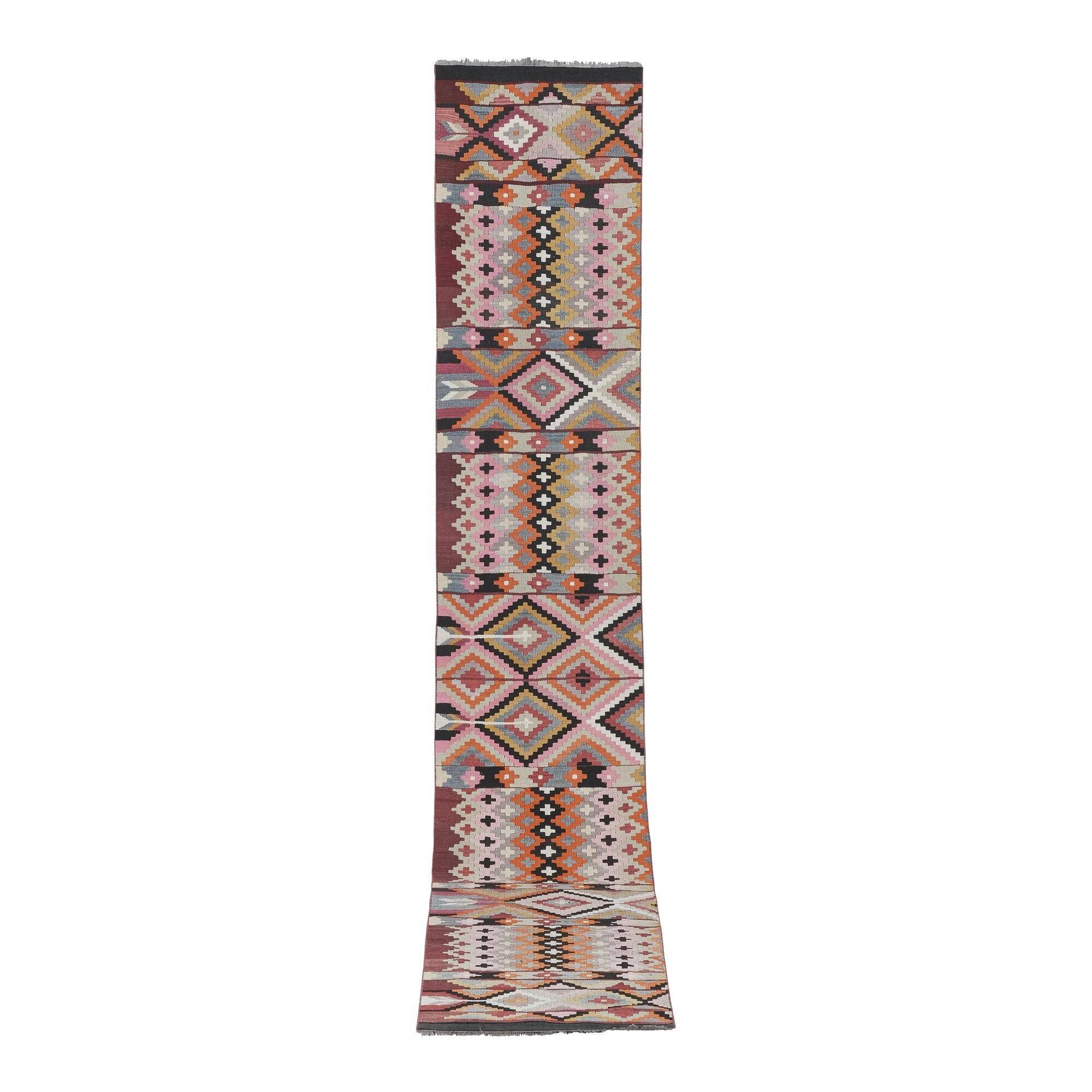 Vintage Turkish hallway rug 79x447 cm