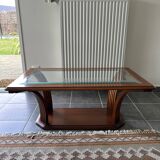 Coffee table in wood and tempered glass Antoine Motard