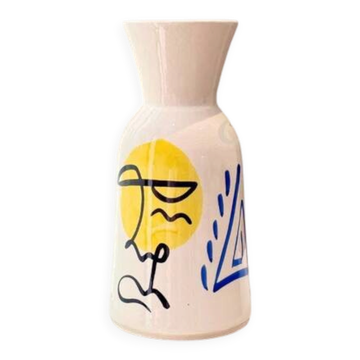 Azrur yellow and blue artisanal vase