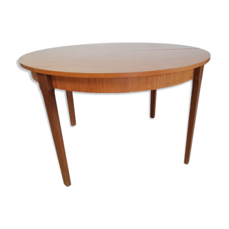 Teak round table with extension cords