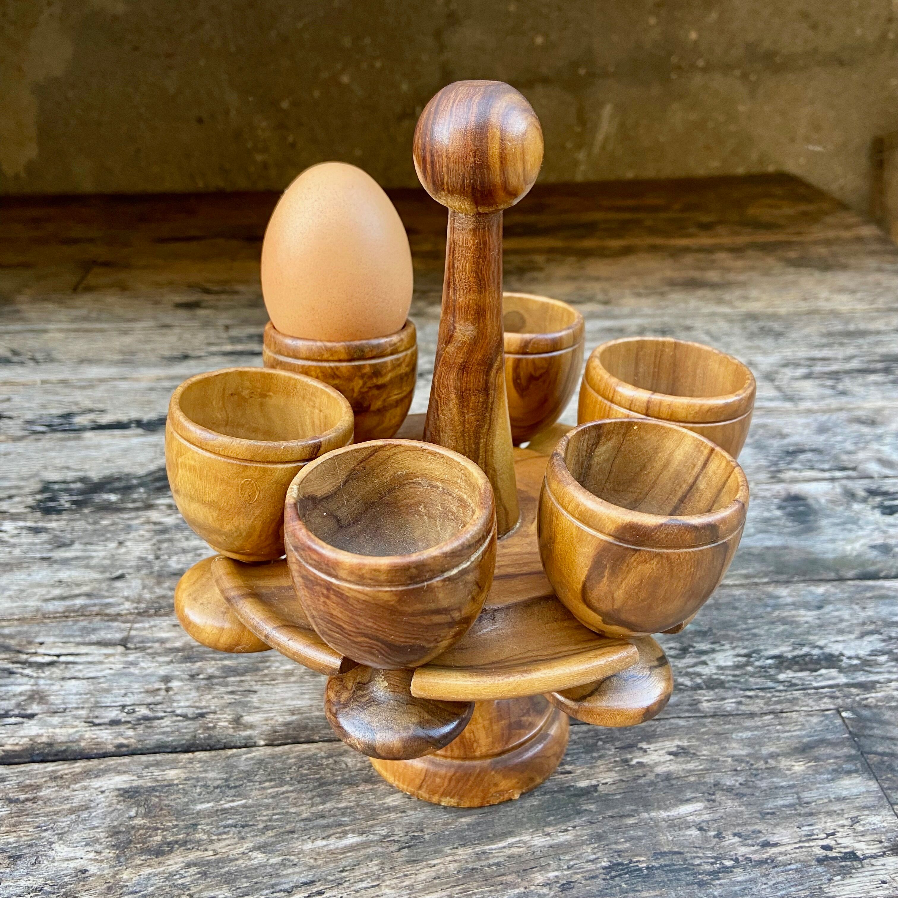 Serviteur 6 coquetiers en bois d'olivier