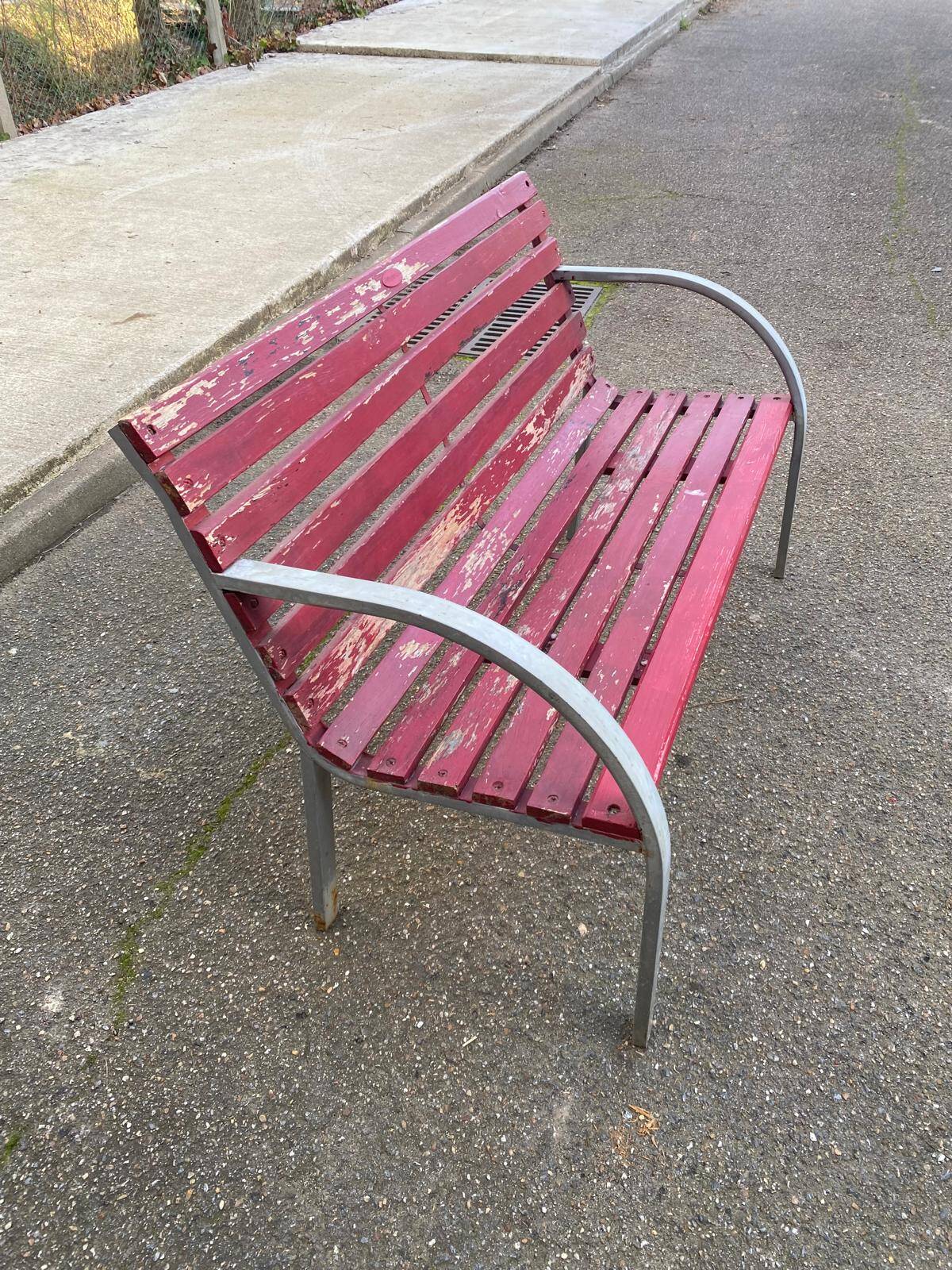 Banc de jardin 2 places en bois massif et acier Hespéride