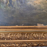 Henri Catrou (XIXth-XXth). Landscape. Oil on canvas signed lower left. 45,5x54cm. Golden frame.