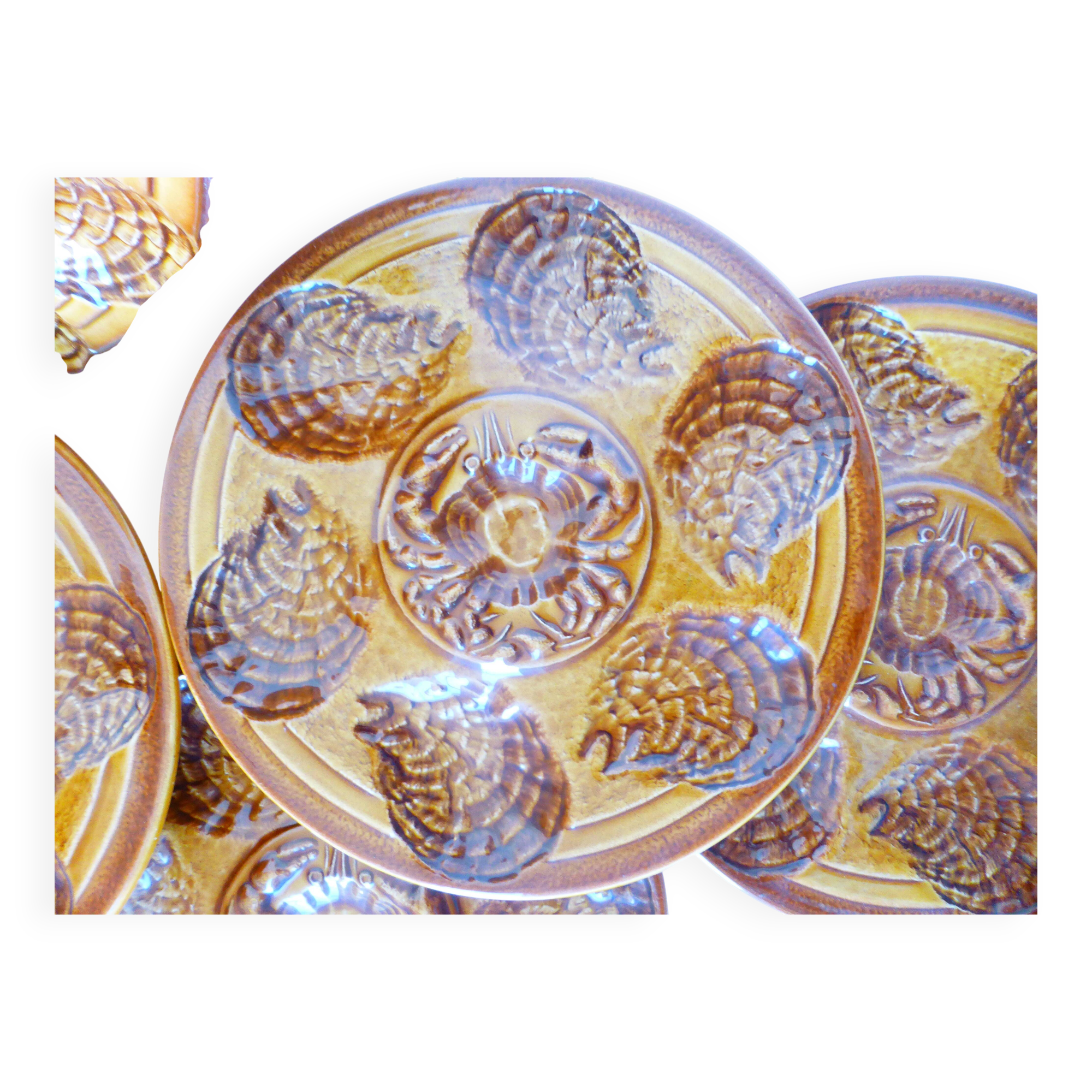 5 plates and a platter for oysters or shellfish from Sarreguemines 2106161