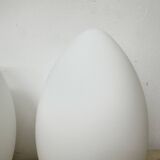 Set of 2 Vintage egg shaped opaline glass table lamp , 1970s