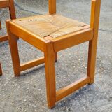 Set of 8 chairs in elm and straw by Maison Regain