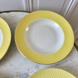 lot of 4 hollow plates Moulin des Loups jaunes textured years 50-60