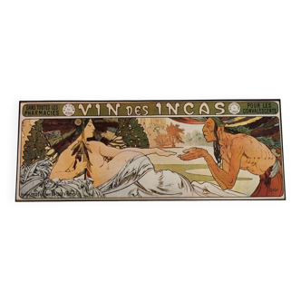 Vintage board by Alphonse Mucha - Art Nouveau Advertising Illustration for Wine of the Incas