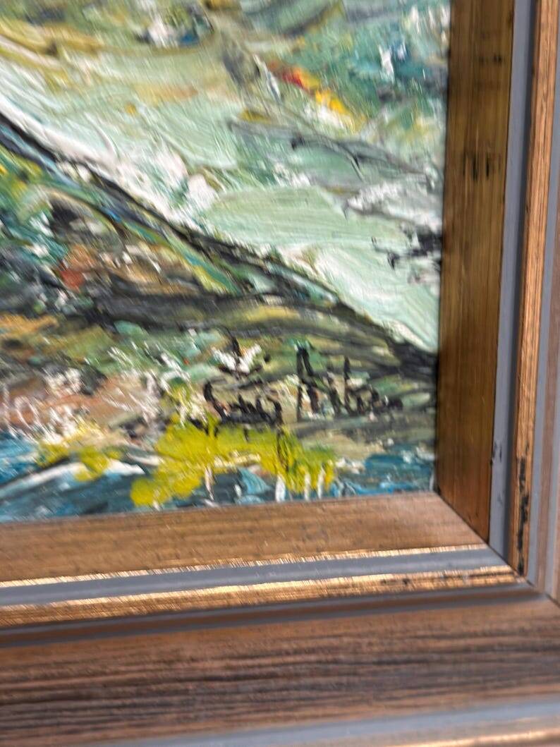 Mid-Century Oil on Panel “View” by Stig Allan,  Signed & Framed– 34 × 28 cm