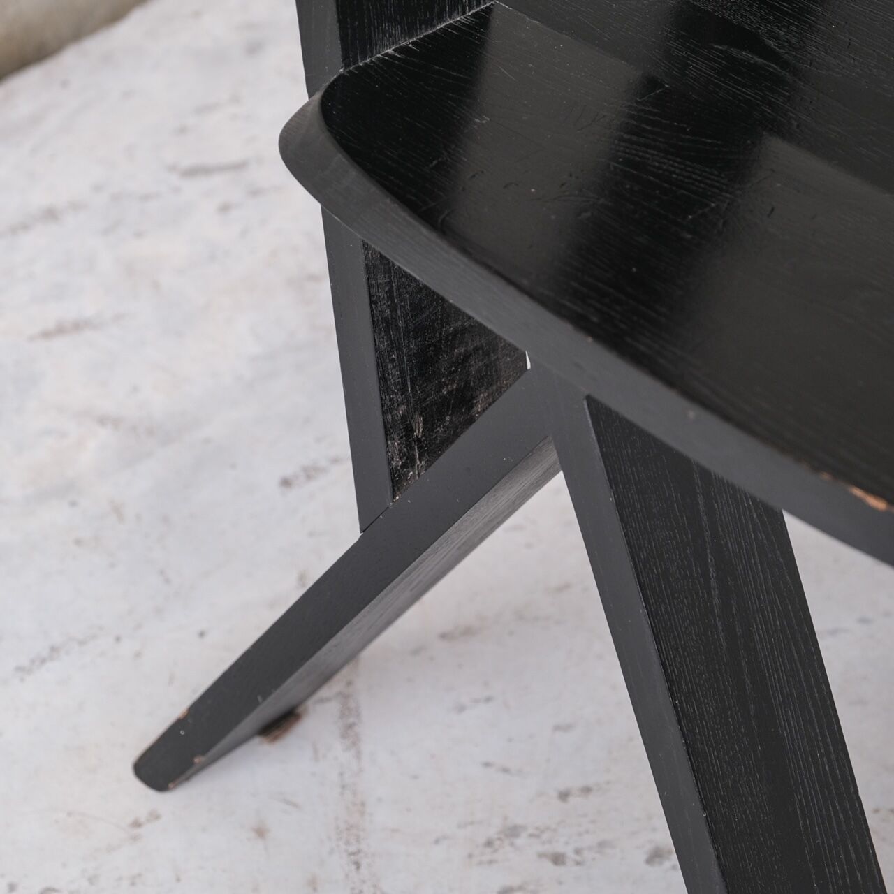 Set of six black dining chairs