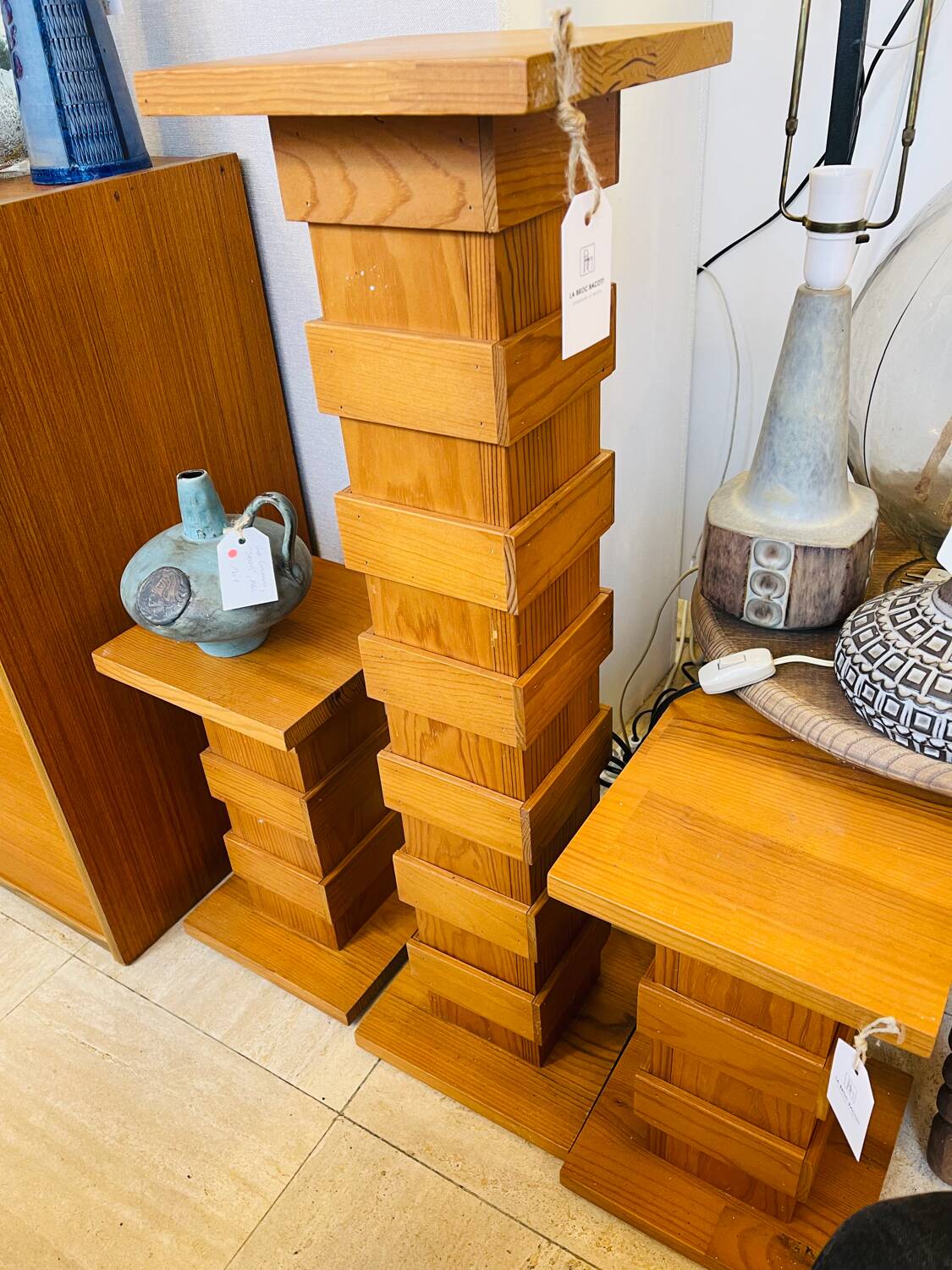 Scandinavian teak plant column, 1970