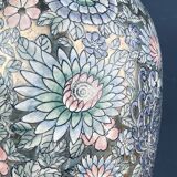 Large vintage ceramic flower table lamp, Italy, 1970s