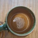 Vintage stoneware mini pot with lid and handle