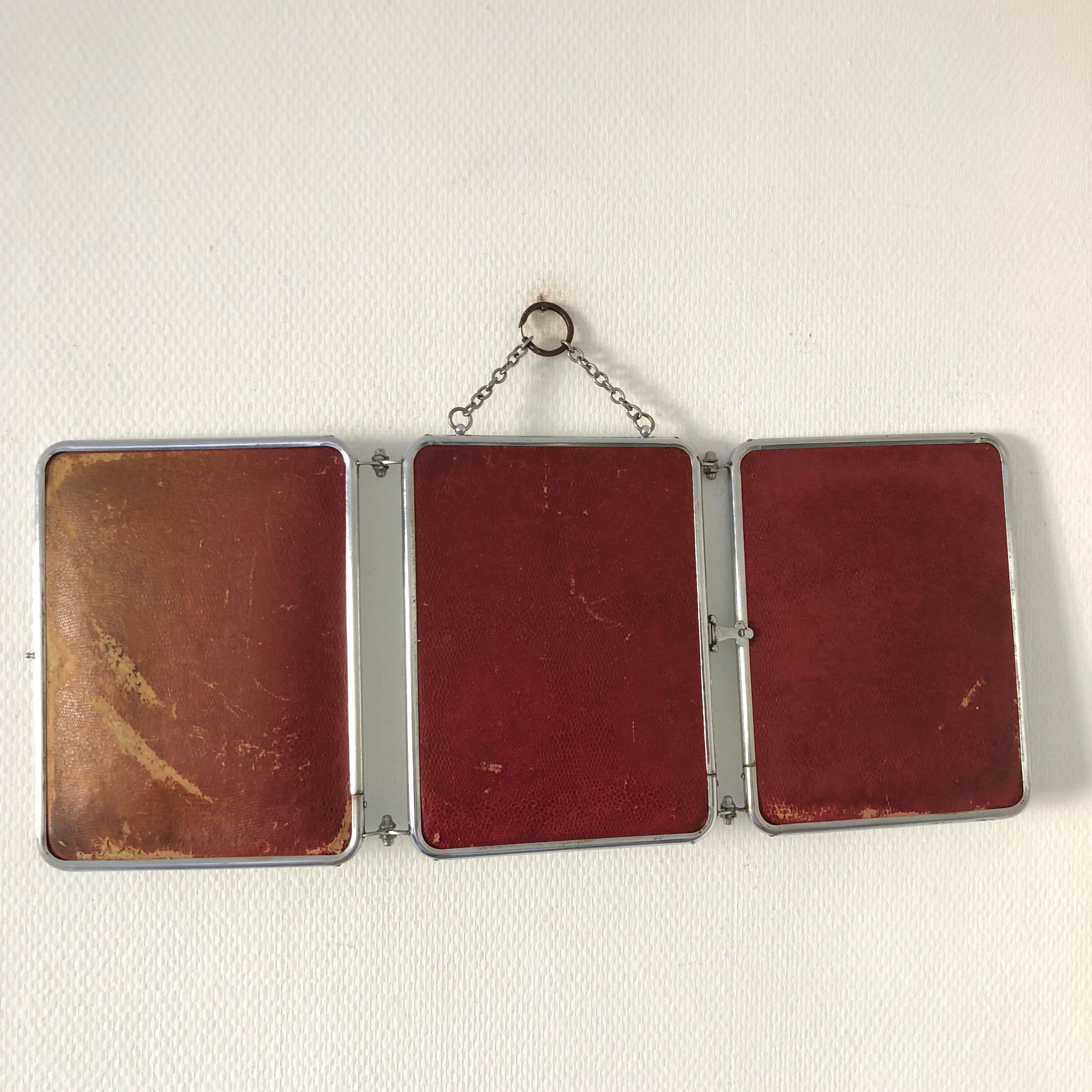 Mirror triptych barber strawberry 25 x 60 vintage 1930