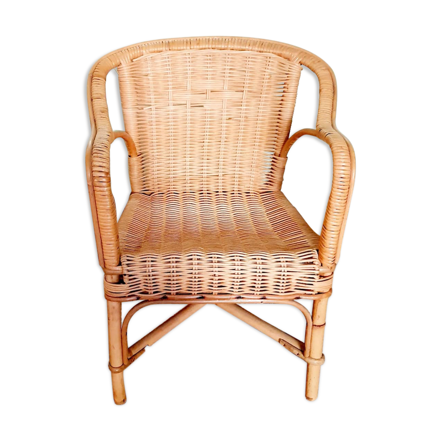 Fauteuil enfant osier vintage