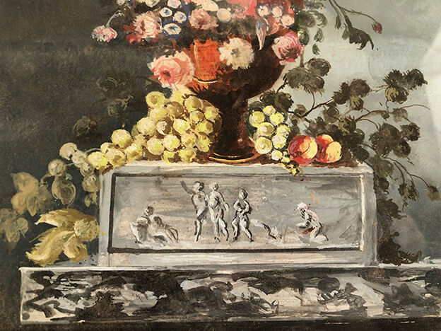 Bouquet of flowers, framed watercolor