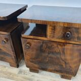Pair of Art Decò bedside tables in mahogany