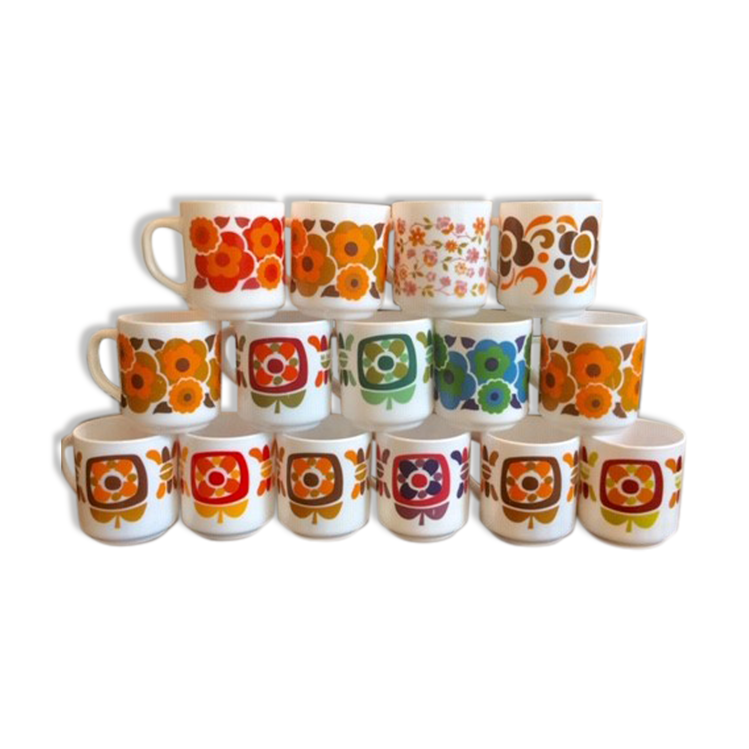 Lot of 15 mugs Arcopal vintage scania lotus mobil