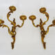 Pair of bronze sconces acanthus leaves with 3 fires Louis XV style