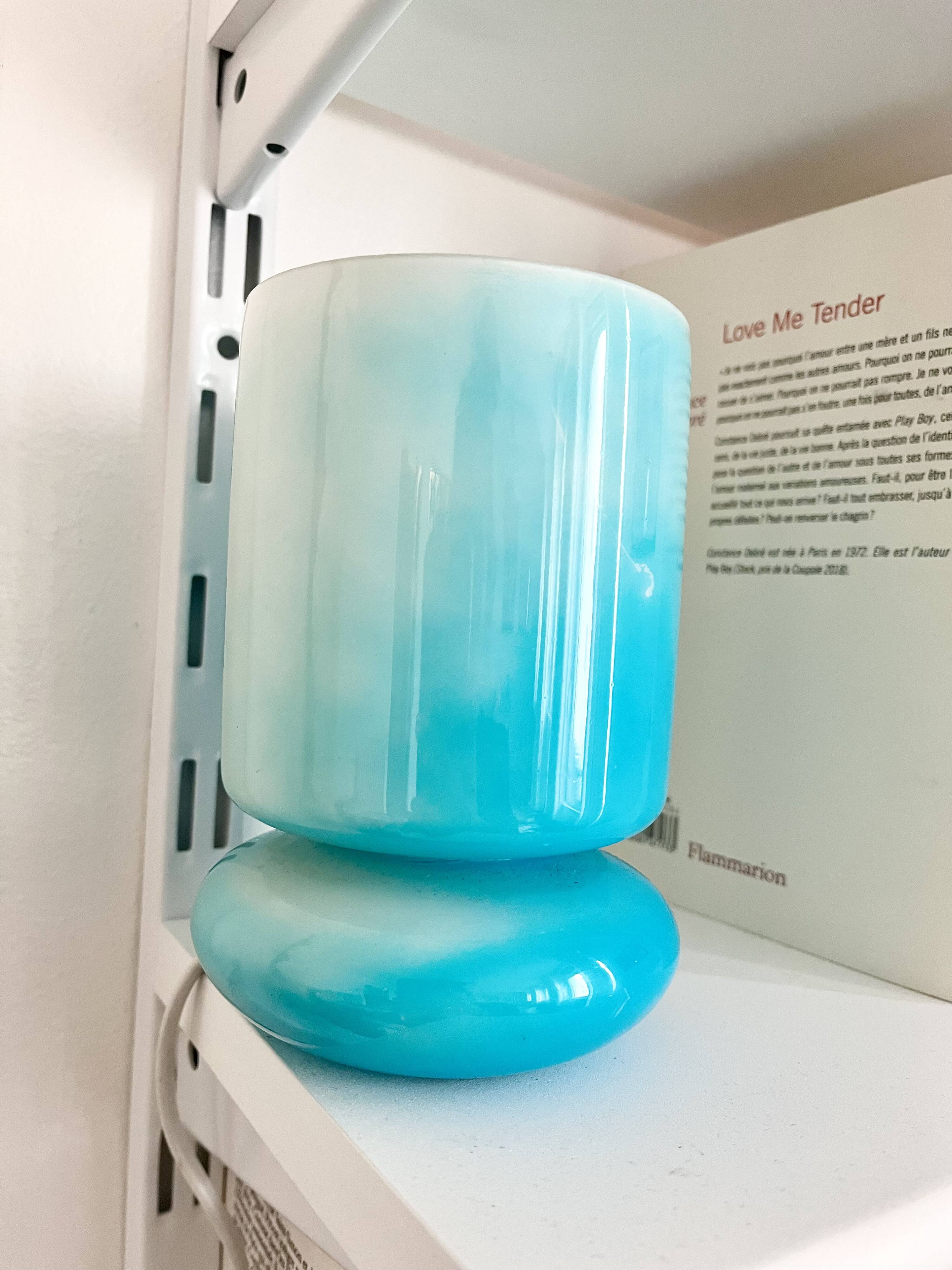 Vintage blue blown glass lamp 90