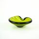 Holmegaard glass platter in olive green, organic form, Danish design, 1970s